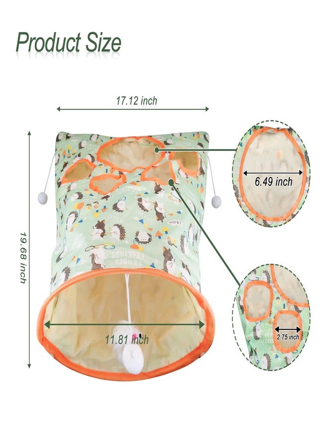 Andiker Cat Tunnel Bags for Indoor Cats, 13x17x12In Foldable Cat Crinkle Bag with 3 White Plush Balls and 1 Mouse 5 Holes for Kitten to Hide and Catch 3 Layers Cat Toy (Hedgehog) - Image 4